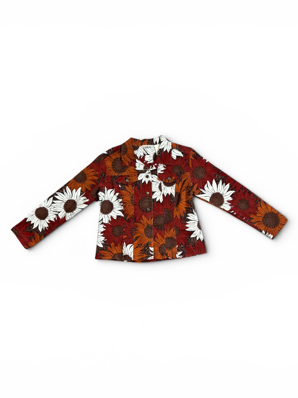 FRENCH LAUNDRY SUNFLOWER PRINT STRETCH DENIM JACKET BOHO SIZE LARGE - Picture 2 of 12